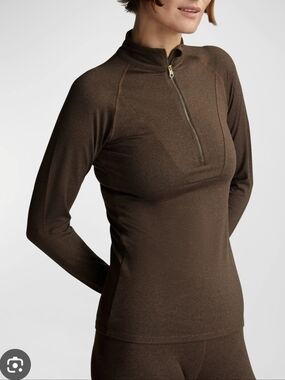Varley Always Warm Half-Zip Base Layer Top Women's Pullover Size M Brown